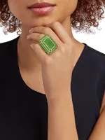 Colors 18K Yellow Gold & Green Enamel Cocktail Ring