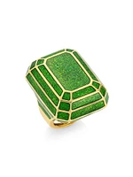 Colors 18K Yellow Gold & Green Enamel Cocktail Ring