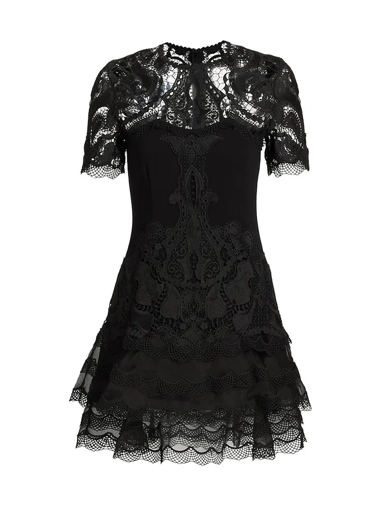 Lace Appliqué A-Line Minidress