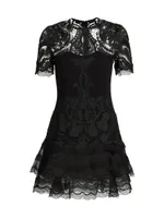 Lace Appliqué A-Line Minidress