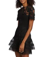 Lace Appliqué A-Line Minidress