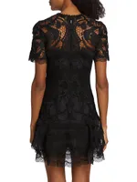 Lace Appliqué A-Line Minidress