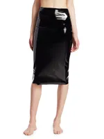 Faux Patent Leather Midi Pencil Skirt