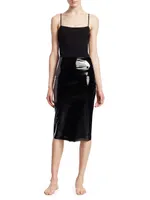 Faux Patent Leather Midi Pencil Skirt