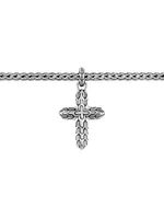 Classic Chain Sterling Silver Cross Charm Mini-Chain Bracelet