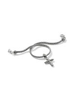 Classic Chain Sterling Silver Cross Charm Mini-Chain Bracelet