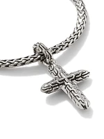 Classic Chain Sterling Silver Cross Charm Mini-Chain Bracelet