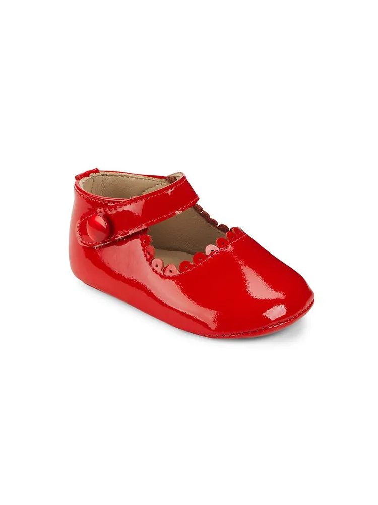 Baby's Scallop Leather Mary Jane Flats