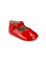Baby's Scallop Leather Mary Jane Flats