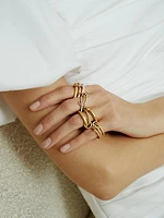 18K Two-Tone Gold & Sterling Silver 3-Link Ring