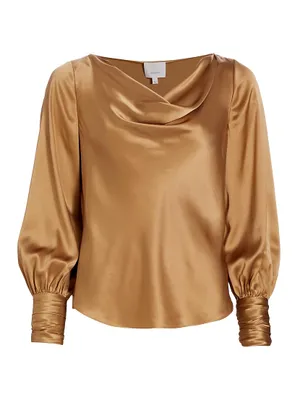 Taylee Cowlneck Silk Blouse