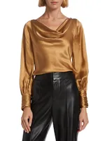 Taylee Cowlneck Silk Blouse