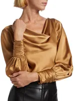 Taylee Cowlneck Silk Blouse