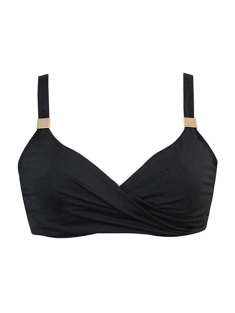 Surplice Shirred Bikini Top