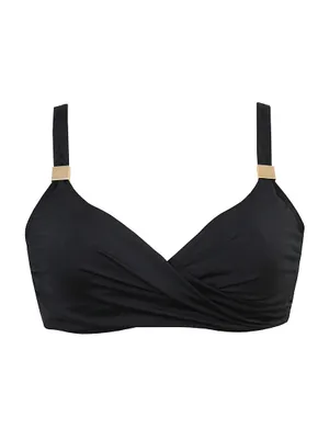 Surplice Shirred Bikini Top