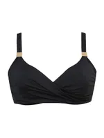 Surplice Shirred Bikini Top