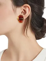 22K Goldplated & Resin Shrimp Hoop Clip-On Earrings