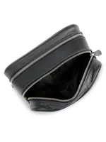 Double Zip Leather Toiletry Bag