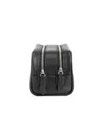 Double Zip Leather Toiletry Bag