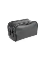 Double Zip Leather Toiletry Bag