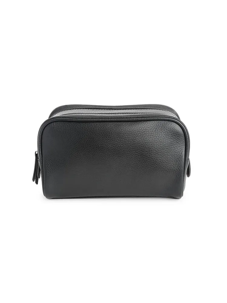 Double Zip Leather Toiletry Bag