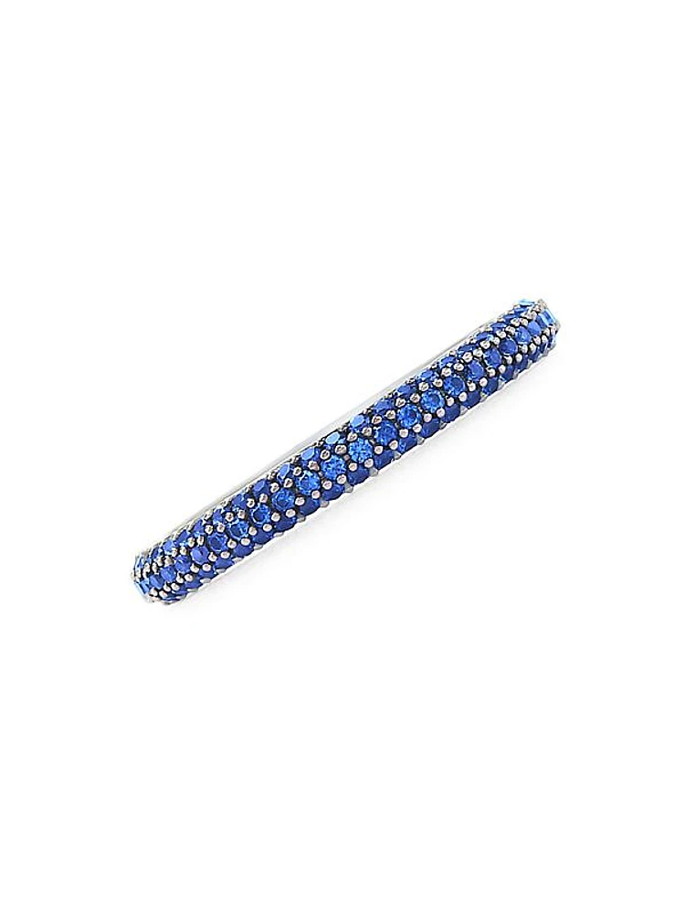 Moonlight 18K White Gold, Black Rhodium & Blue Sapphire Pavé Slim Ring