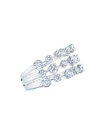 Starry Night 18K White Gold & Diamond 3-Row Diamond Ring