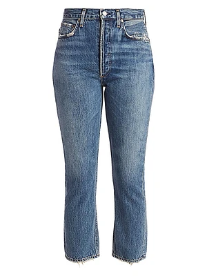 Riley Mid-Rise Straight-Leg Ankle Jeans