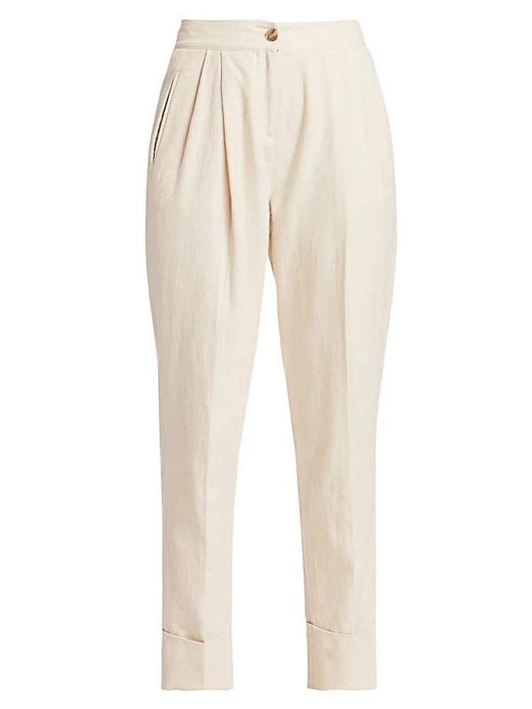 Linen Blend Tailored Pants