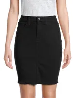 Fray Hem Denim Pencil Skirt