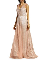 Pleated Metallic Gown