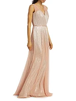 Pleated Metallic Gown