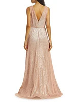 Pleated Metallic Gown