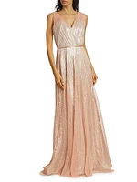 Pleated Metallic Gown