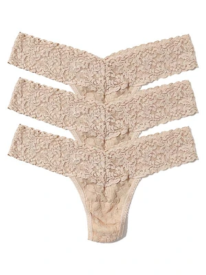 3-Pack Lace Low-Rise Thongs