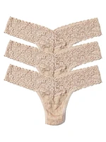 3-Pack Lace Low-Rise Thongs