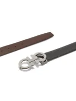 Double Gancini Buckle Adjustable Cut-to-Size Reversible Belt