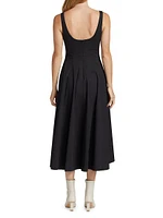 Wells Cotton Poplin A-Line Midi-Dress