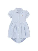 Baby Girl's 2-Piece Oxford Shirtdress & Bloomers Set