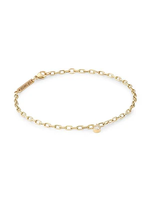 Bezel Diamonds 14K Yellow Gold & Diamond Pendant Bracelet