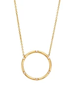 14K Yellow Gold & Diamond Open Circle Pendant Necklace