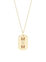 14K Yellow Gold & Diamond Mom Small Dog Tag Pendant Necklace