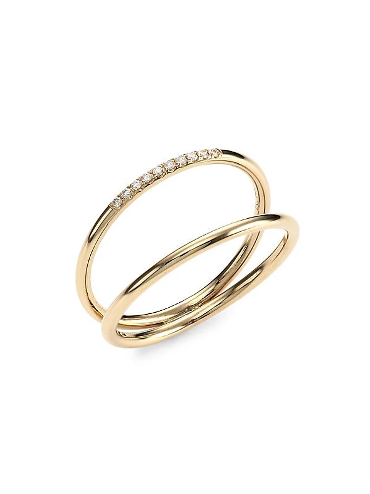 14K Yellow Gold & Diamond Double-Band Ring