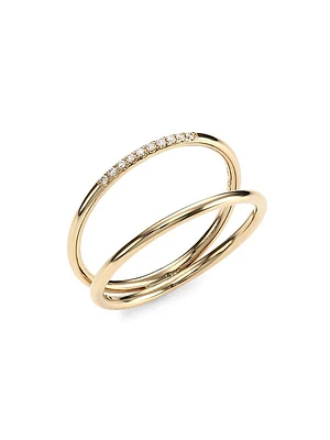 14K Yellow Gold & Diamond Double-Band Ring