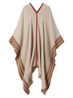 The Suitcase Stripe Silk-Cashmere Long Cape