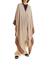 The Suitcase Stripe Silk-Cashmere Long Cape