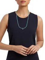 Small Arizona Turquoise Bead, Ruby & Enamel Evil Eye Charm Necklace