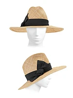 Ribbon-Trimmed Wide-Brim Straw Hat