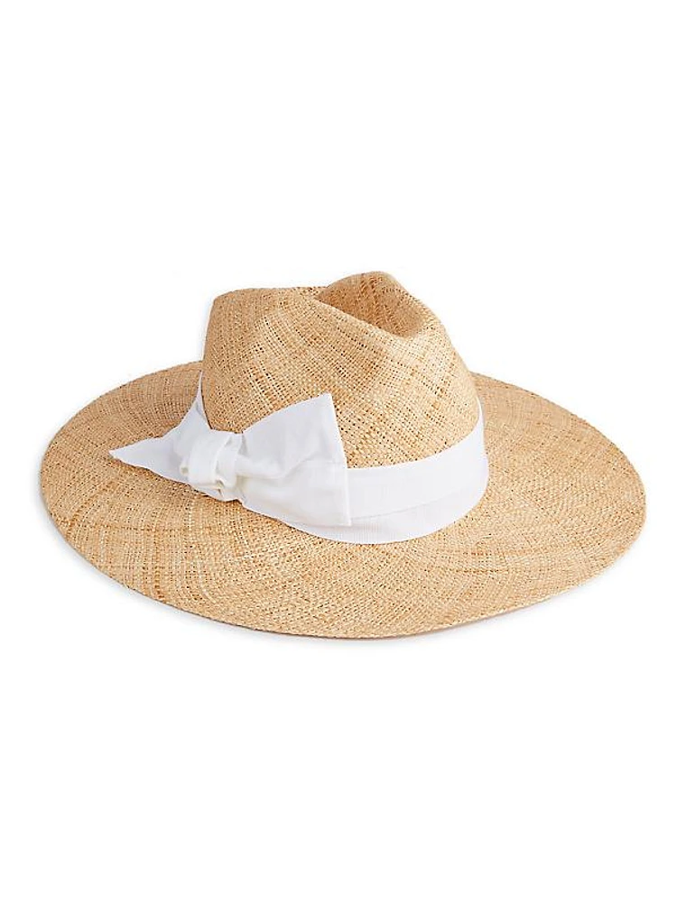 Ribbon-Trimmed Wide-Brim Straw Hat