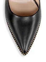 Waverly Bead-Trim Leather Pumps